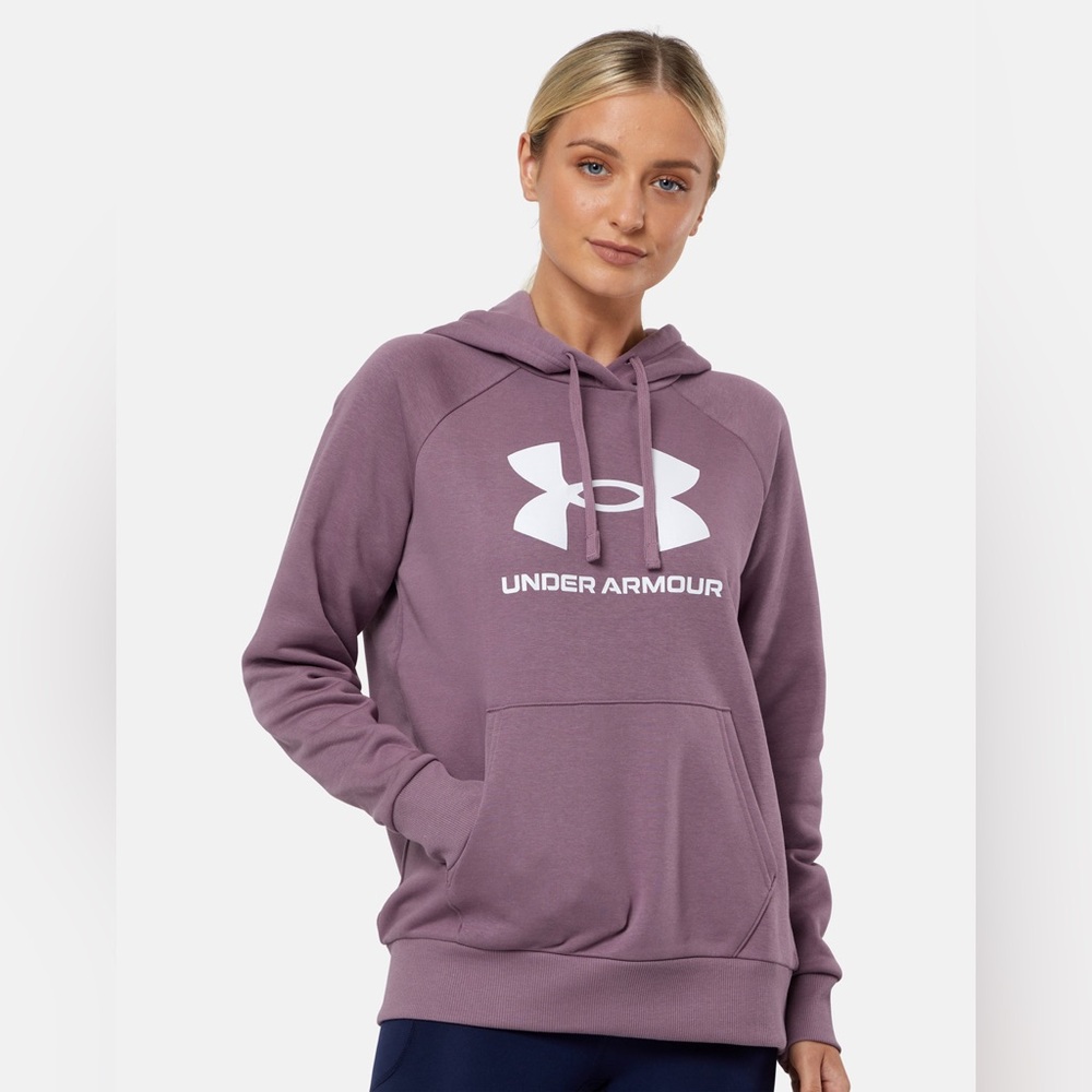 NWT Under Armour Women's UA Rival Fleece Big Logo Hdy Hoodie Lavender Mauve Purp